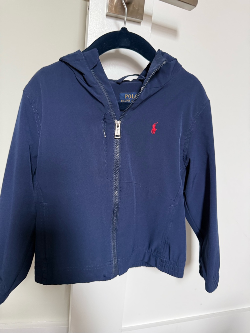 Polo by Ralph Lauren Navy Hooded Zip Jacket with Red Pony Embroidery